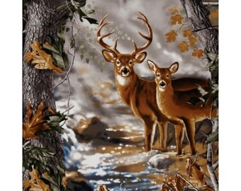 Deer Panel - Real Tree Nature Camo- by Sykel, Inc. - 100% Cotton High Quality Fabric