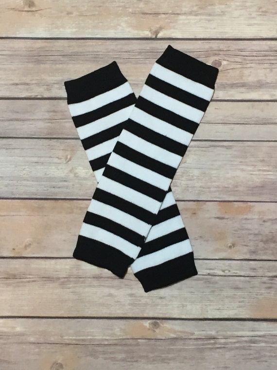 Black and White Striped Leg Warmers Striped Leg by KraftsbyKuties