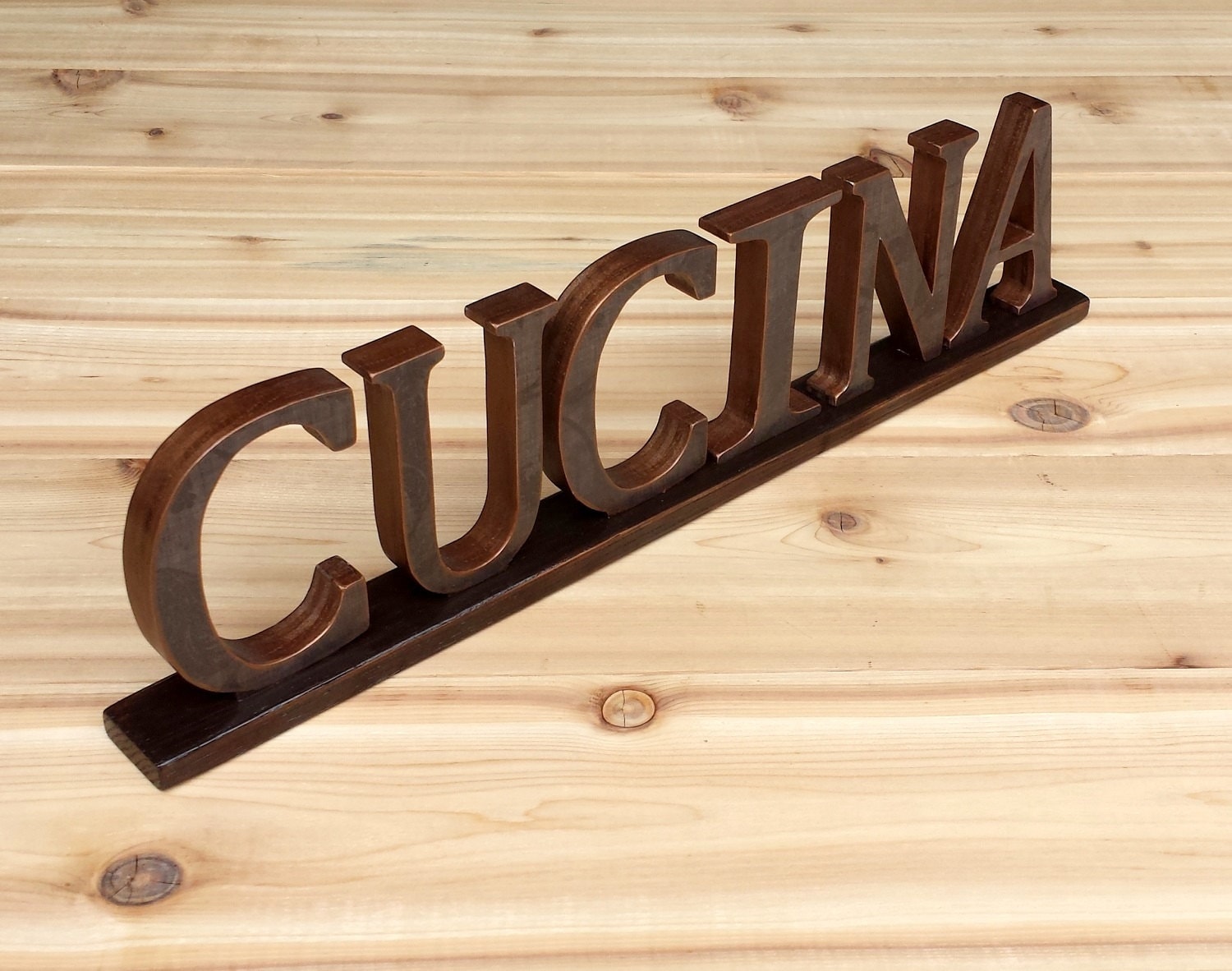 CUCINA Sign KITCHEN Sign Wooden Word Sign by AnnieBlueHomeDecor