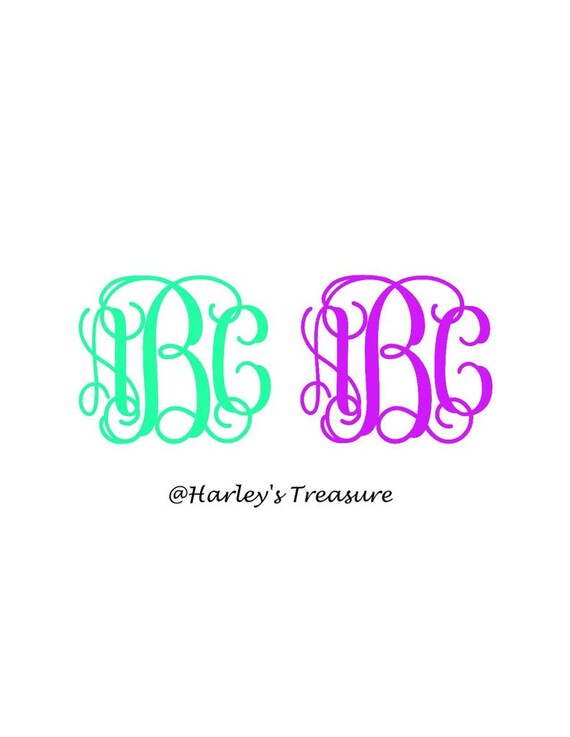 Vines Monogram Vinyl Decal Custom Vinyl Decal by Harleystreasure
