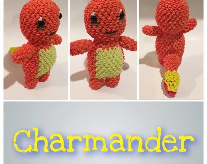 Charmander (Pokémon) Rubber Band Figure, Rainbow Loom Loomigurumi, Rainbow Loom Character