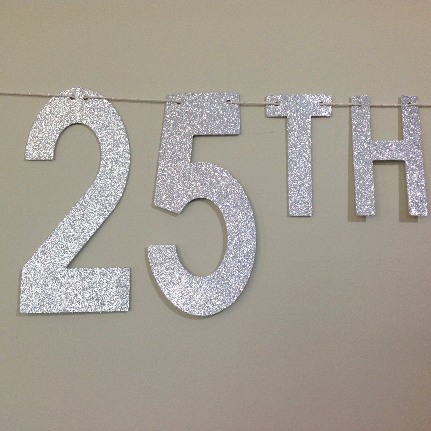 Silver Glitter Happy 25th Anniversary Banner Anniversary