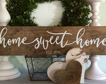 home sweet home sign, home sweet home, home sweet home wood signs, established wood sign, wooden signs, rustic family sign, new home date,