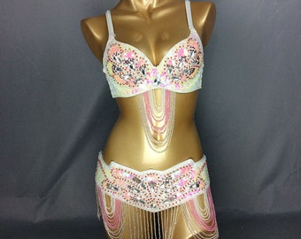 wholesale belly dance costumes bra&belt 2 piece set accept any size #TF1359