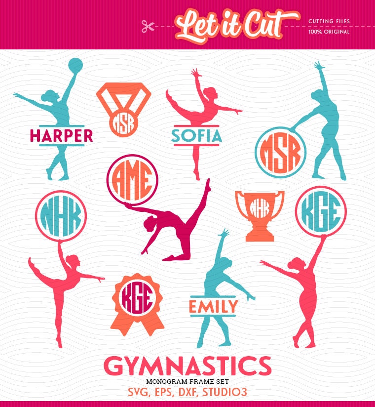 Download Gymnastics SVG Monogram Frames svg eps dxf studio3