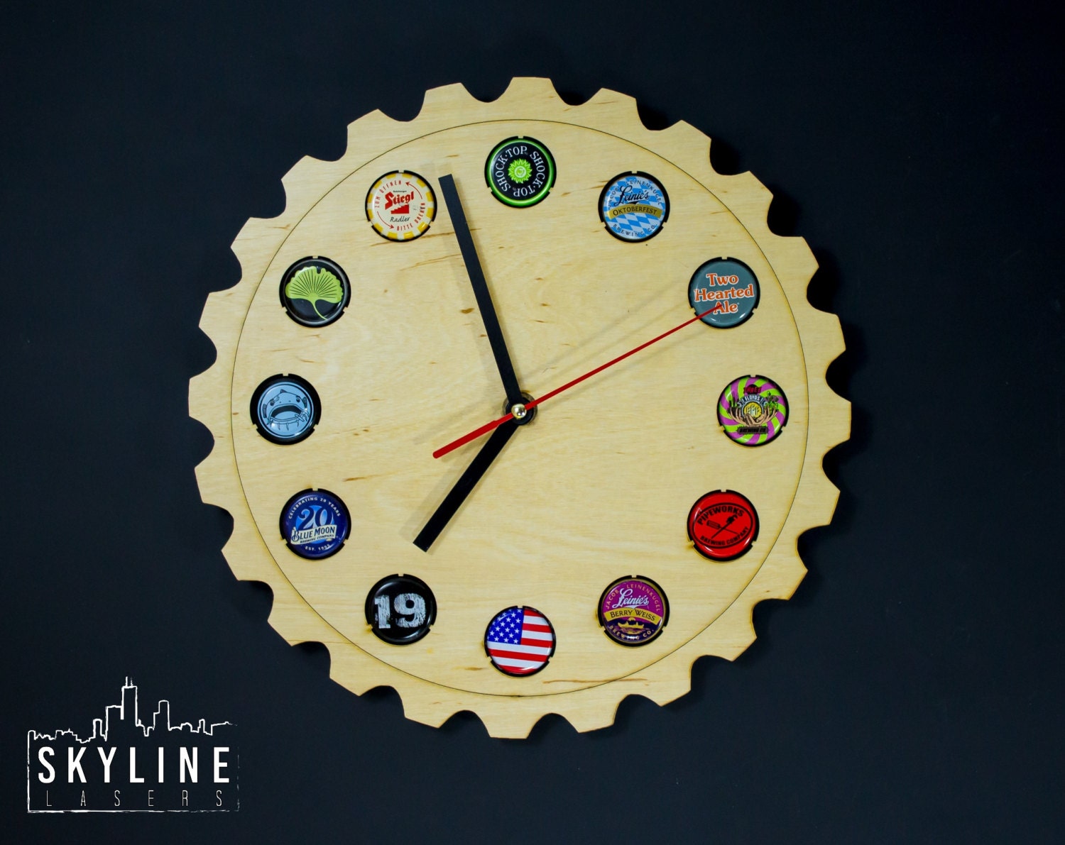 Beer Cap Map Clock Wooden Beer Bottle Cap Clock
