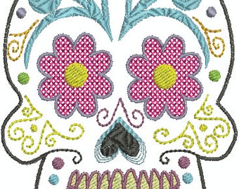 Textured Sugar Skull - Digital embroidery Design