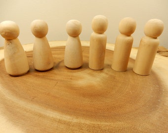 Wooden Peg Dolls, DIY Cake Topper, Bride, Groom, Blank Wood Dolls, Crafting Supplies, Wood Figures