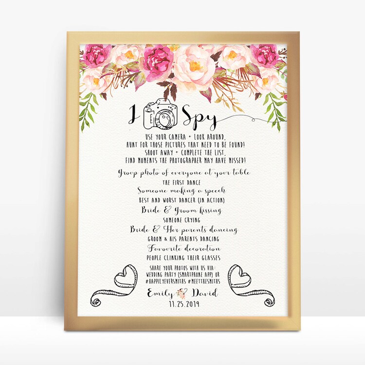 Printable iSpy Wedding Game table sign by HappyLifePrintables