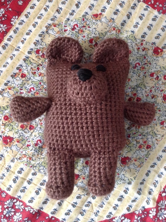 Crochet bear brown. Measures 7 1/5 x 7 inches. by ShiloHeartCrafts