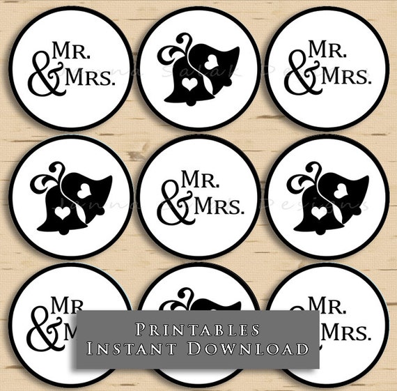 printable-mr-mrs-cupcake-toppers-wedding-bells-black-and