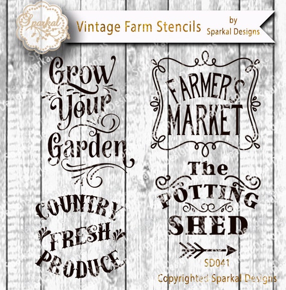 farmers market sign stencil bundle quotes garden digital