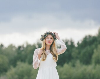 Clementine / / wedding dress bridal gown of lace vintage boho / / light & lace wedding dress