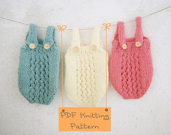 121 PDF Knitting Pattern baby Romper / Newborn Knitting pattern Photo props / Knit pattern baby onesie