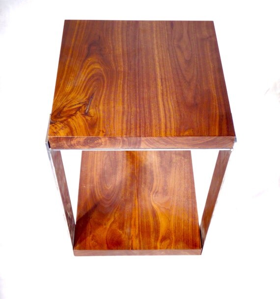 walnut & steel end table by Sleekcreation on Etsy