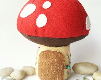 Tooth Fairy Pillow / Tooth Fairy Door / Tooth Fairy House / Tooth Fairy Pouch / Tooth Fairy Bag / Fairy Toadstool - Red