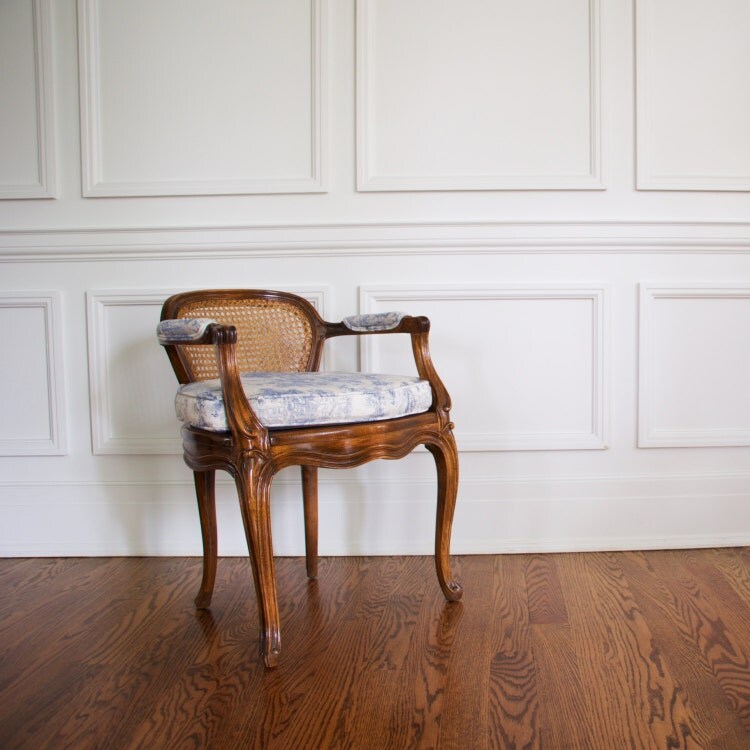 Antique Cane Back Vanity Chair for LIZ WALSH by BonMaisonDecor