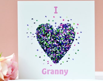 I Love Granny Butterfly Heart card, Granny Birthday card, Granny Mothers Day card, Granny Card, Romantic Granny card, Butterfly heart card