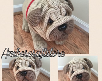 Pug dog crochet pattern PDF. English USA