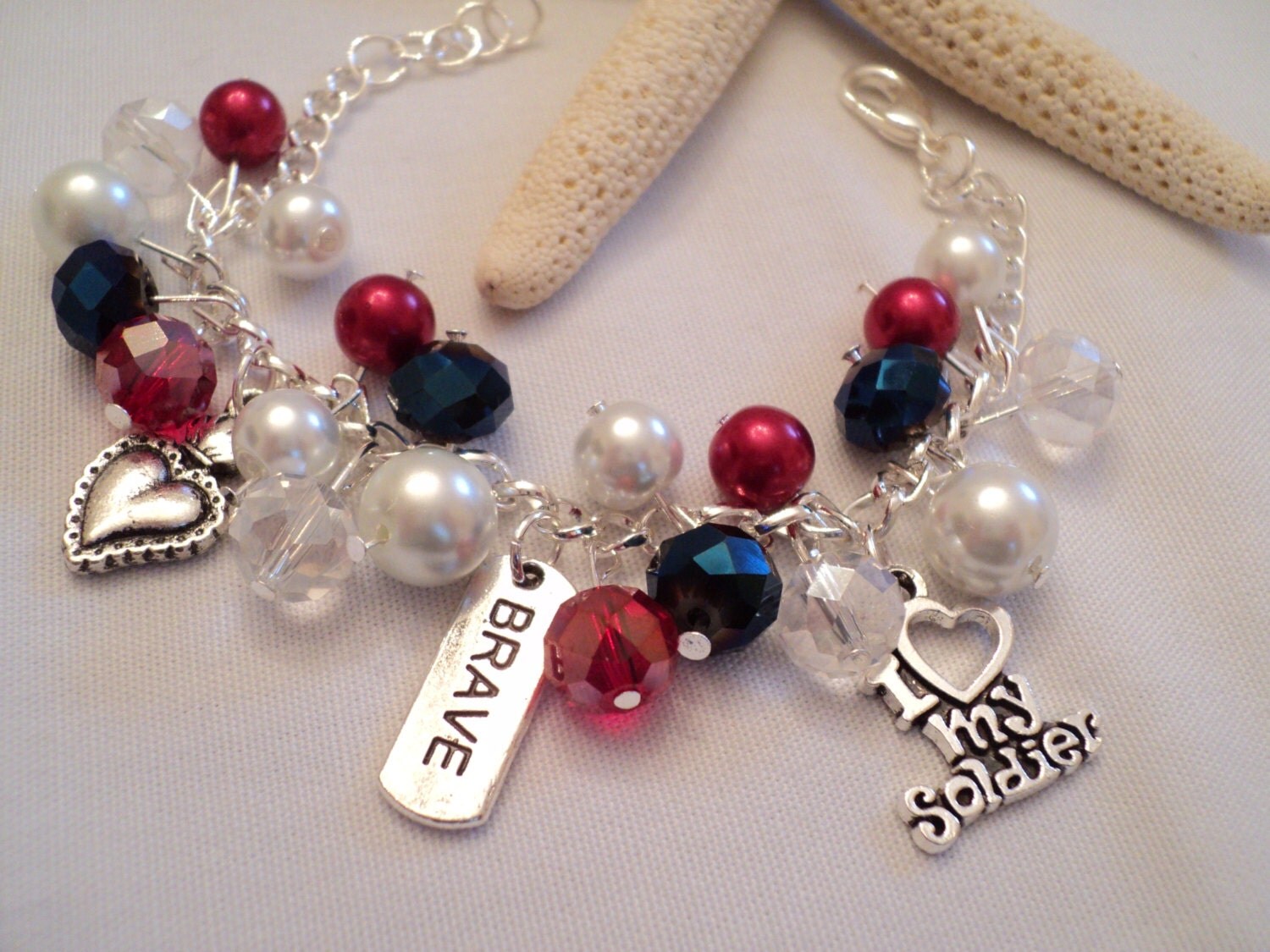 Military Charm Bracelet Soldier Bracelet Brave Charm