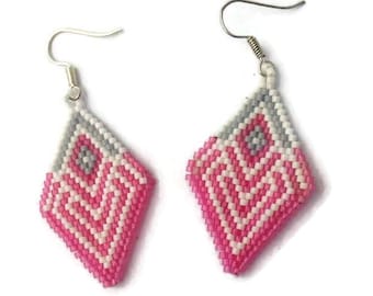 Native American Beaded Earring - Pow wow beadwork - Delica seed beads Earring - Delica seed bead jewlery