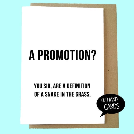 Items similar to Funny Congratulations Card, Promotion at work, Rude ...