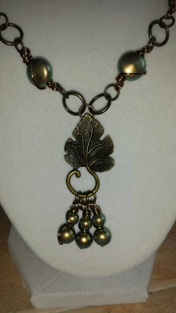 Antique Brass Leaf Jewelry Set by FromtheheartbyMary on Etsy