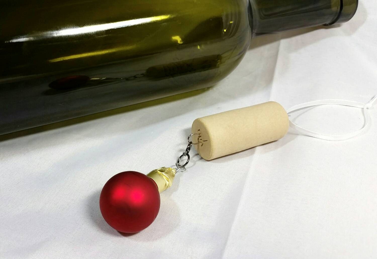 Christmas Wine Bottle Cork Ornament/Upcycle by VinoCandleCellars