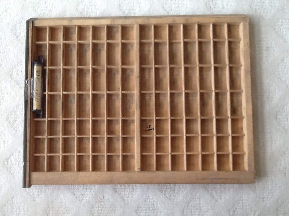 Vintage wooden typesetter tray printers tray. Shadow box tray.