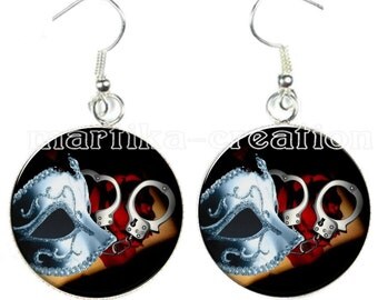 cabochon earring style imagination 50 shades of Grey epoxy / 50 shades of Grey