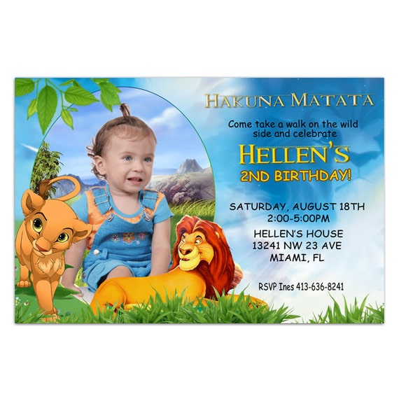Lion King Birthday Party Invitation Printable or Printed