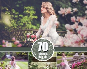 70 tree branch flower foliage leaf grass Photo Overlays overlay for Photoshop, Foreground Elements, digital overlays, png file