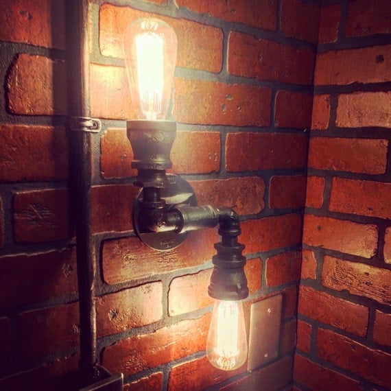 Steampunk Industrial Double 2 directional wall sconce light