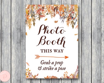 Fall Autumn Photobooth Sign, Grab a prop and take a pose, Decoration Sign, Printable Sign, Wedding Sign, Engagement Party Signs WD84 TH47