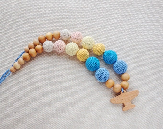 Nursing necklace / Teething necklace / Breastfeeding necklace - with airplan pendant