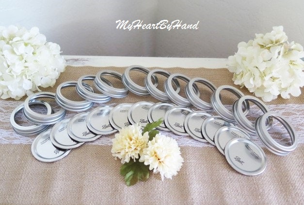 14 Dozen Metal Mason Jar Lids With Rings / Bands Standard