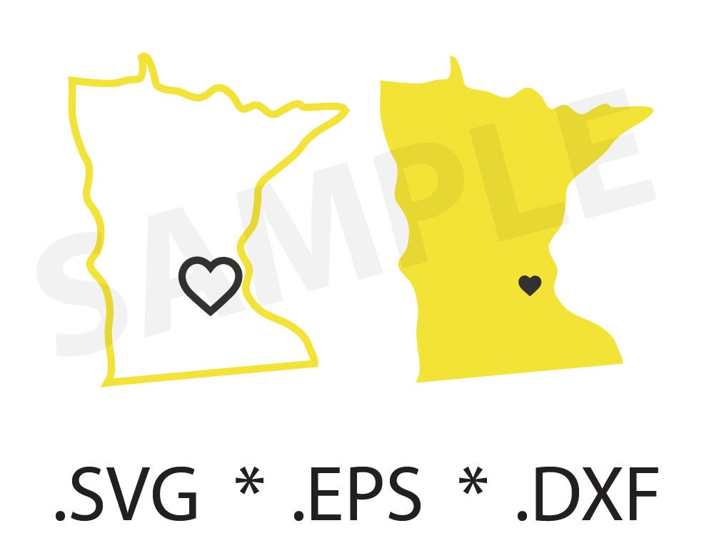 Minnesota State and Outline SVG file EPS DVF Silhouette