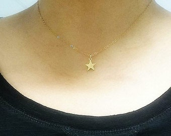 Tiny Gold Star Necklace -Gold Star Charm Necklace - Tiny Star Necklace - Make a Wish necklace in gold filled - Delicate necklace -