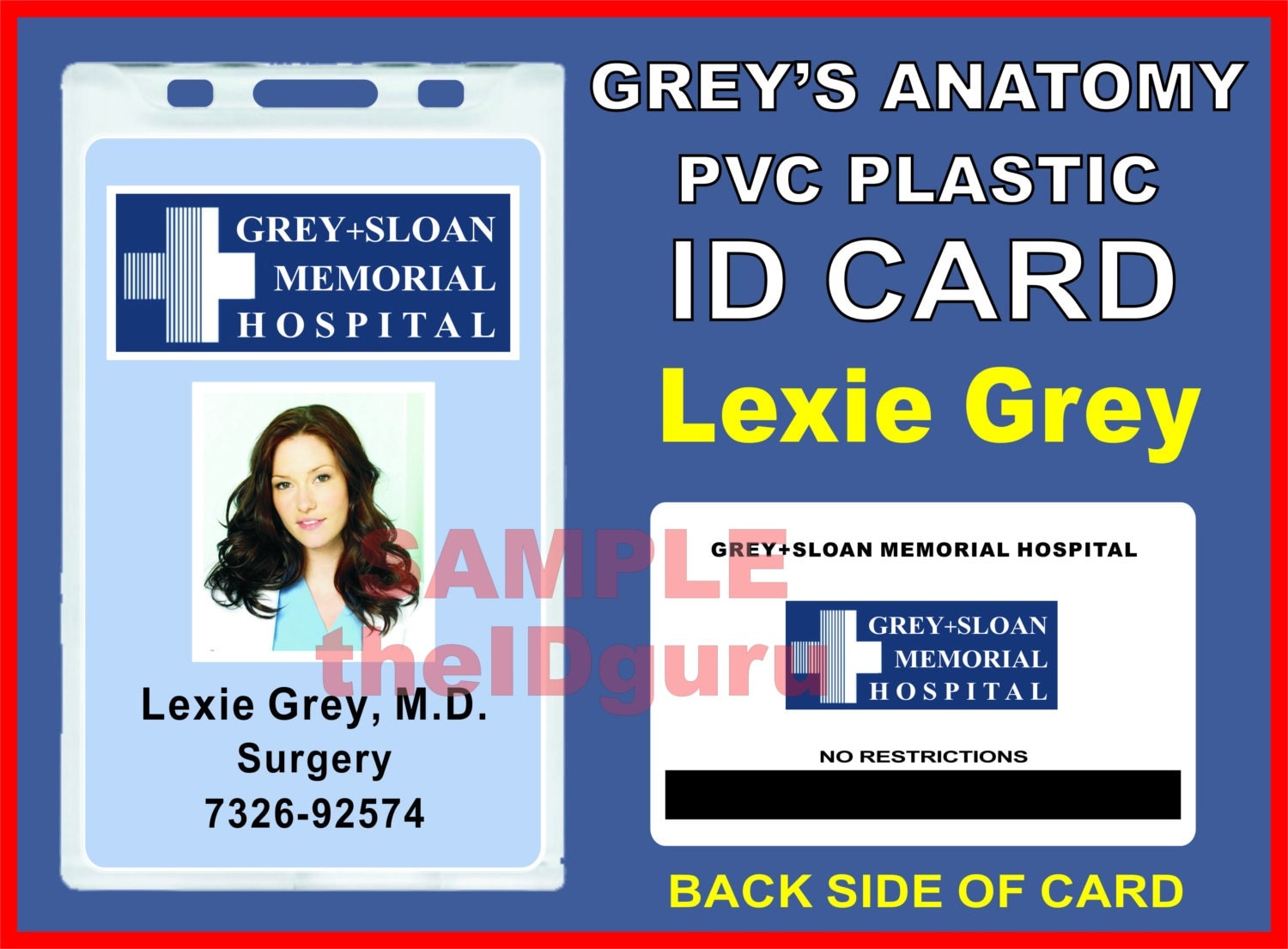 Grey #39 s Anatomy Lexie Grey #39 s ID Badge / Card Prop