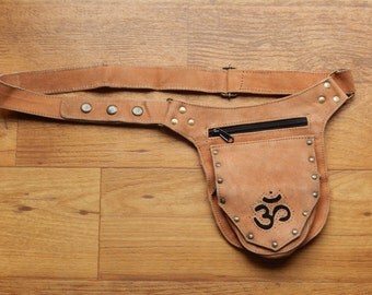 Leather Side pouch w/ Ohm embellishment
