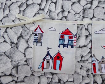 Beach Hut Bunting – Seaside Card Garland With Seagulls, Sand & Huts – Summer Decoration