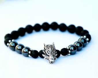 Game of thrones gift boyfriend gift wolf bracelet wolf jewelry Werewolf Costume winter coming gift Stretch Bracelet Beaded winter is coming