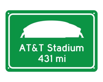 Custom Dallas Cowboys AT&T Stadium Road Sign - Customize the Distance