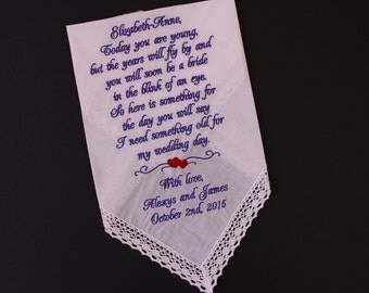 Flower Girl Handkerchief, intertwine hearts, red or any color, Flower girl gift, wedding hankies, hankerchief. Today you are young.LS0F38