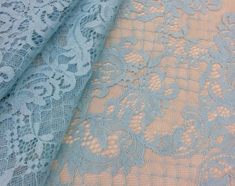 light Blue lace fabric, French Lace, blue chantilly lace, Wedding Lace, Bridal lace, blue Lace, Veil lace, Lingerie Lace, k000096