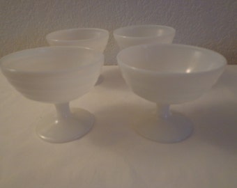 Vintage White Glass Dessert Cups - 4