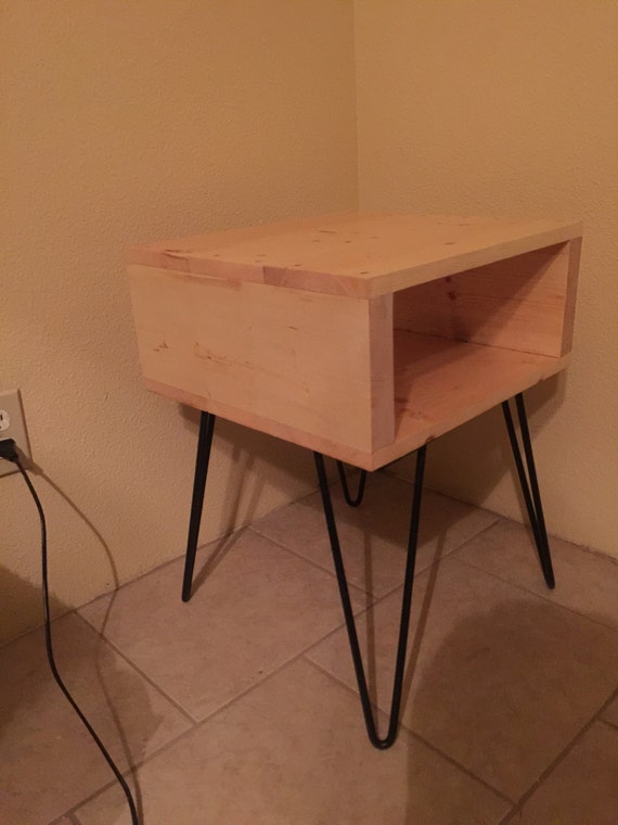 Retro Hairpin leg nightstand 17 x 17 natural by NothingLikeUs