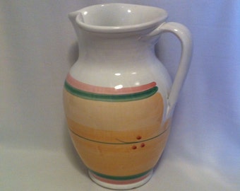 Vintage Italian Ceramic Pitcher - Peach Pink and Green