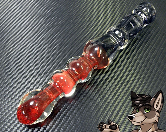 Double Ended Glass Dildo Transparent Red And Purple