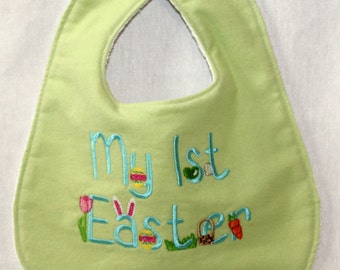 Items similar to My First Easter Bib applique 1st Easter Unisex Boy or ...